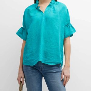 Crosby Oberteil aus Leinen – Jade
