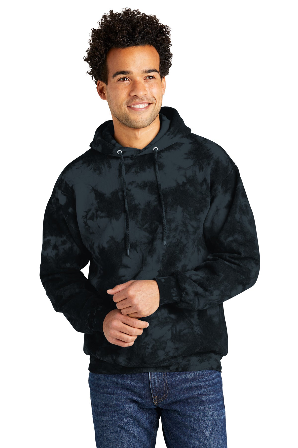 Port & Company Crystal Herren-Kapuzenpullover mit Batikmuster zum Überziehen
