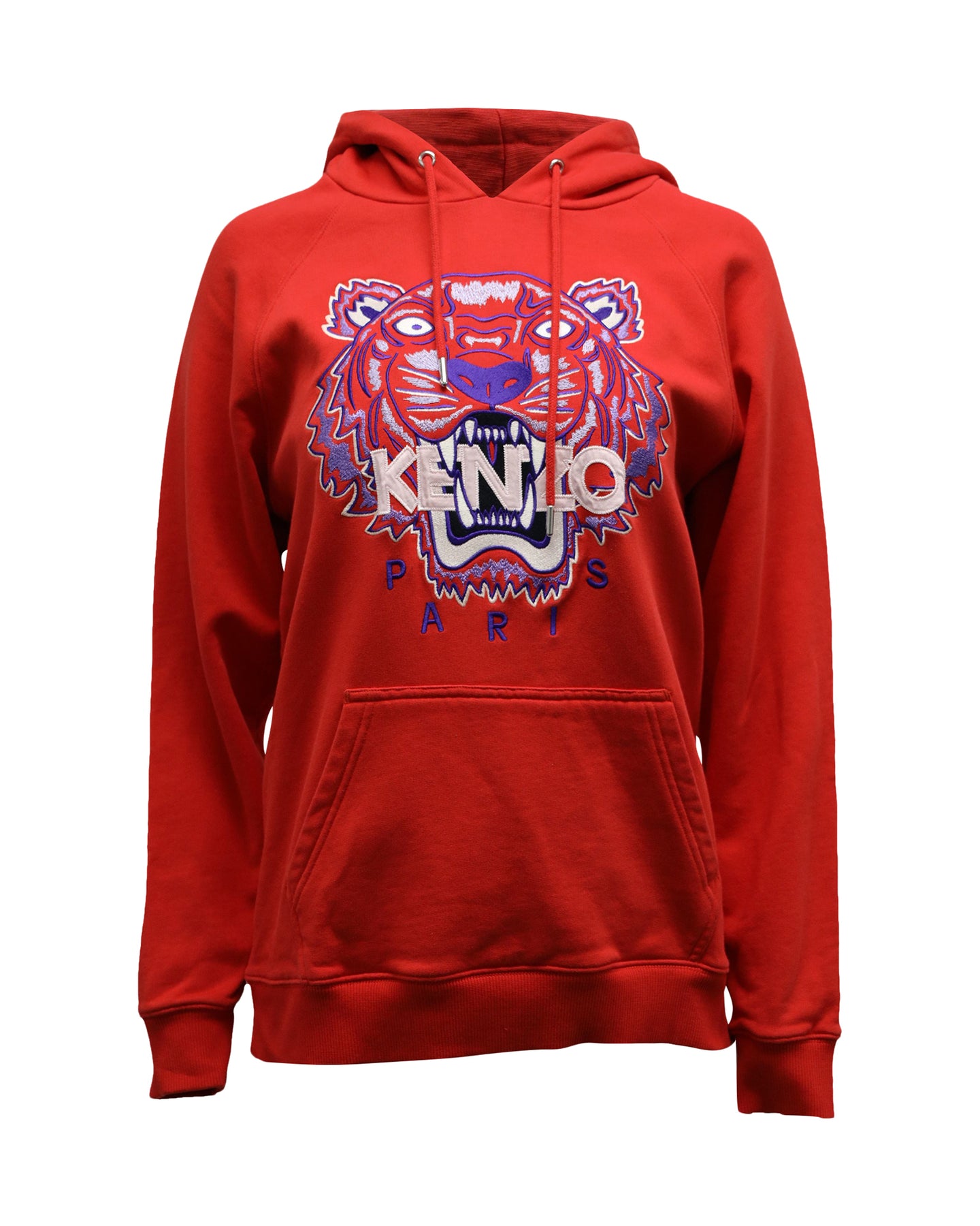 Kenzo Paris Kapuzenpullover aus roter Baumwolle mit gesticktem Tigerlogo