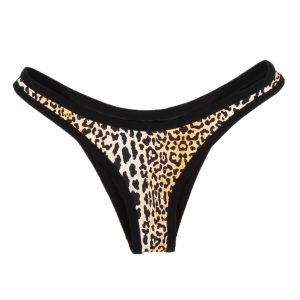 Reine Olga Wilson Bikinihose mit Leopardenmuster – Schwarz/Orange