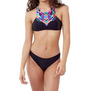 Mädchen-Bikini-Set mit hochgeschlossenem Oberteil und passender Hose – Tribal – 7733868462140