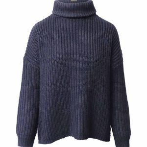 Zadig & Voltaire gestrickter Rollkragenpullover aus marineblauem Polyacryl