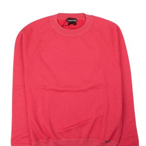 Leuchtend pinkes Langarm-Strickoberteil mit Rundhalsausschnitt