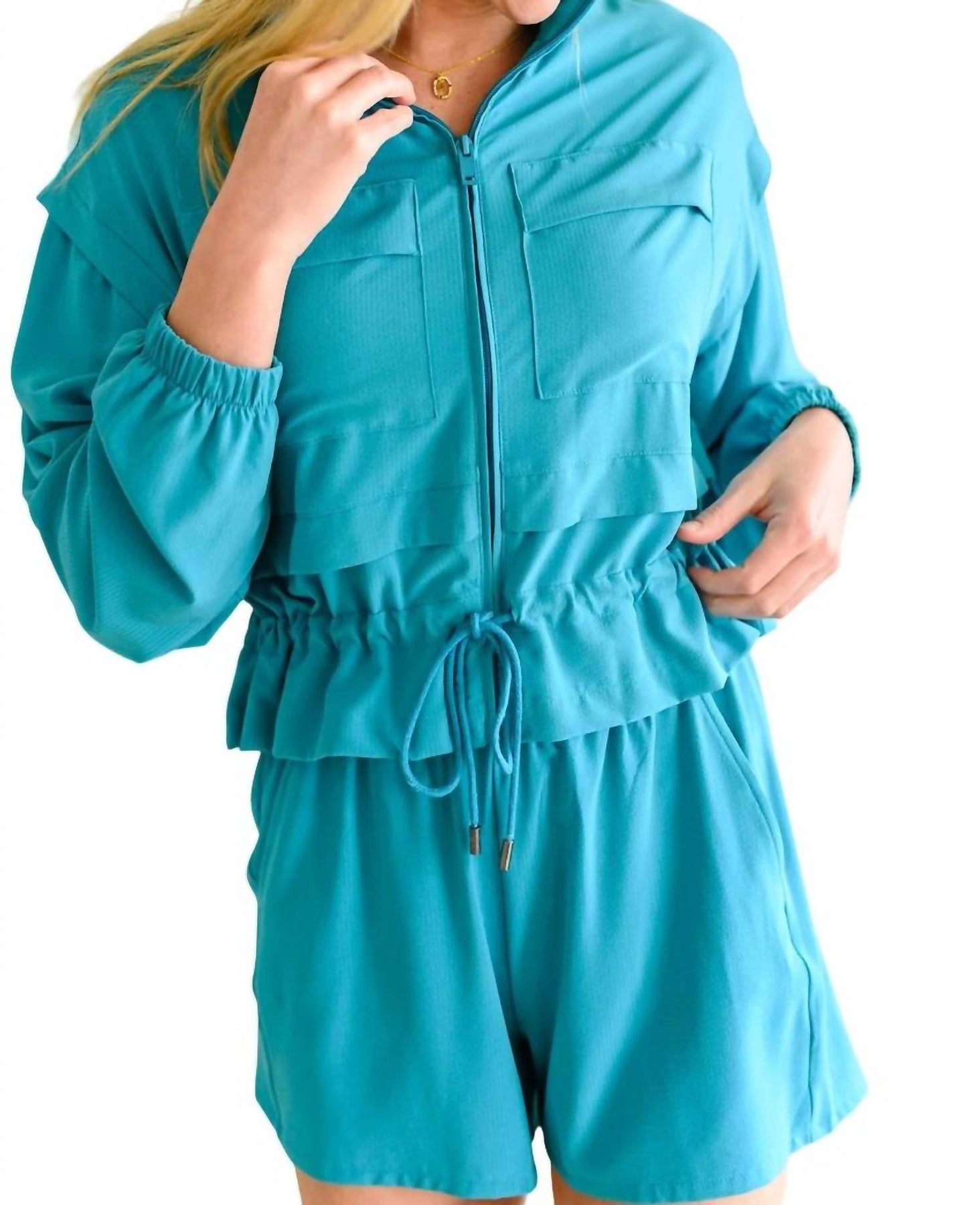 She’s Got Game verkürzte Jacke in Blau – 7732428668988