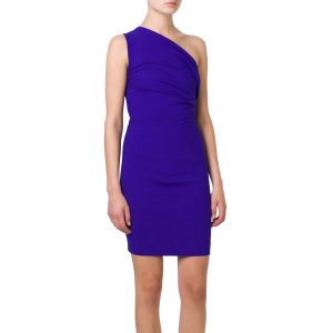 7732556988476 Minikleid – einseitig schulterfrei, Lila, drapiert