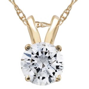 Zertifizierte Halskette mit im Labor gezüchtetem Solitär-Diamantanhänger in Gelbgold, 1 1/2 ct, VS