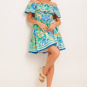 COASTAL LOVE SAGE gewebtes Minikleid – Blau