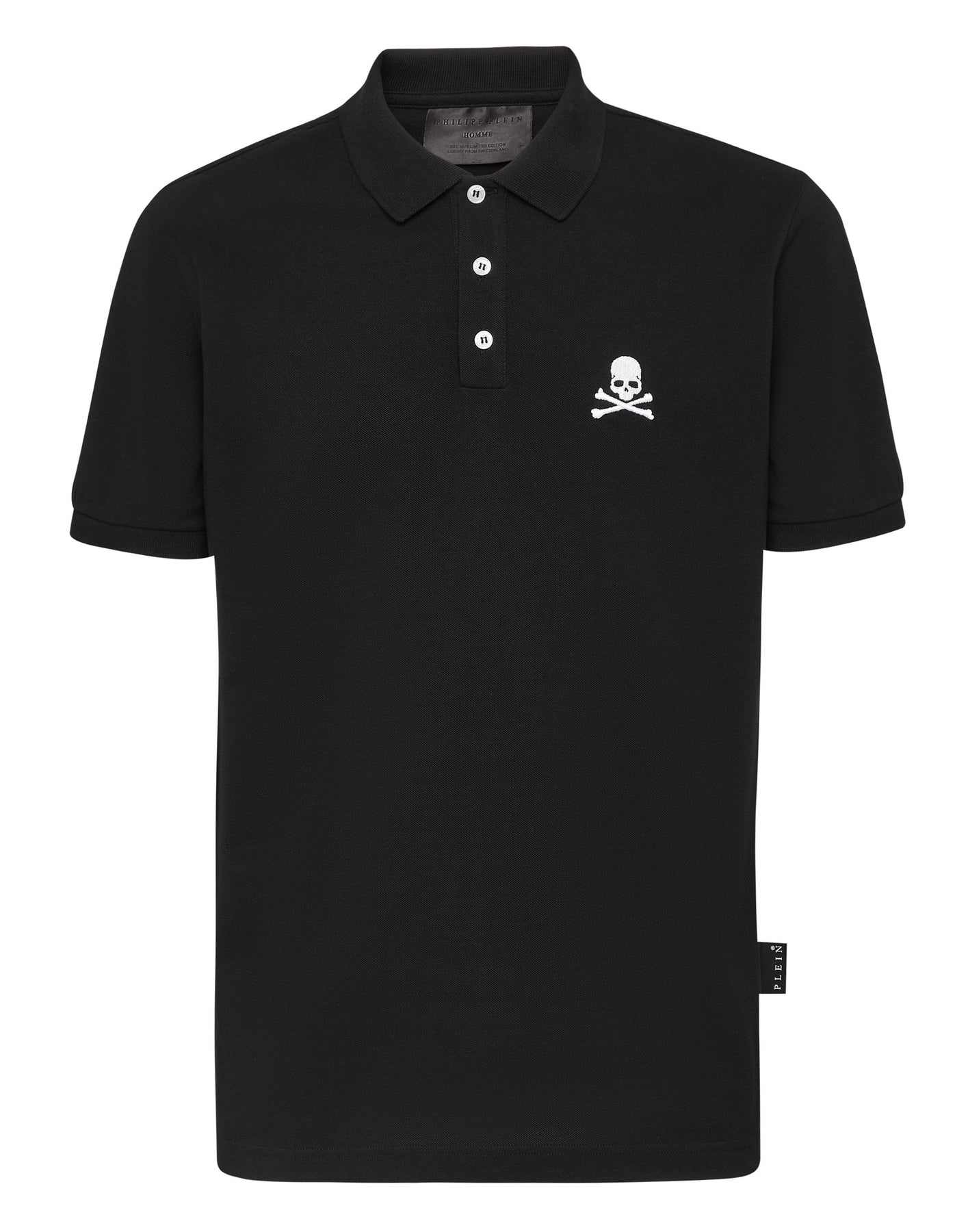 Kurzarm-Poloshirt, schmale Passform, Totenkopfmotiv – 7644993519676