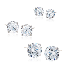Set aus 3 Paar Ohrsteckern aus Sterlingsilber mit Zirkonia