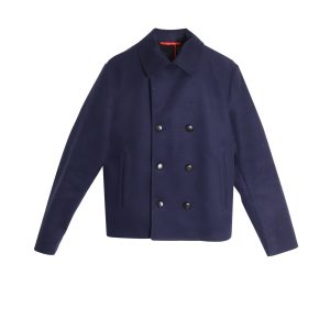 Alexander McQueen Pea Virgin Mantel – Marineblau, kurz, Wolle