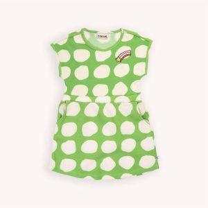 Mädchenkleid mit normaler Passform – Weiß/Grün – 7733687255100