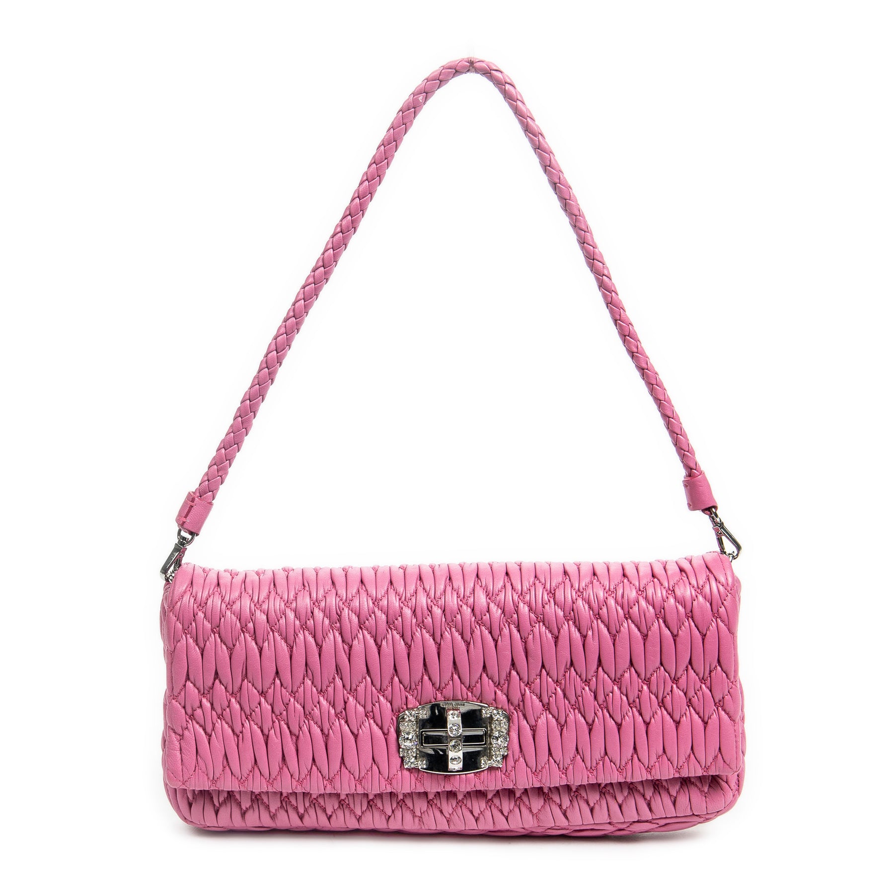 Kleine Clutch mit Klappe und Kristallkette