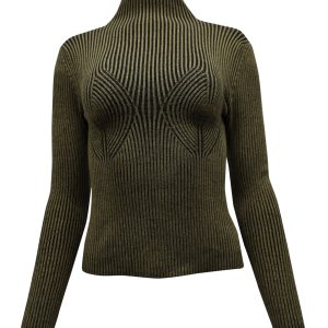 Mara Hoffman Mida Rippstrick-Rollkragentop aus olivgrünem Modal