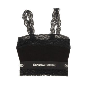 Sensitive Content Oberteil – Schwarz, Spitze, verkürzt