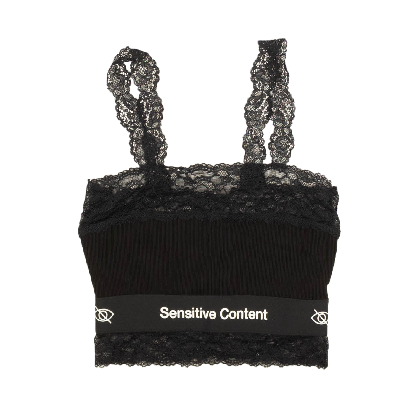 Sensitive Content Oberteil – Schwarz, Spitze, verkürzt