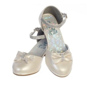 Bella elfenbeinfarbene Mädchen-Schuhe aus PU mit Strass, Kleinkindgröße 9 bis Kindergröße 5