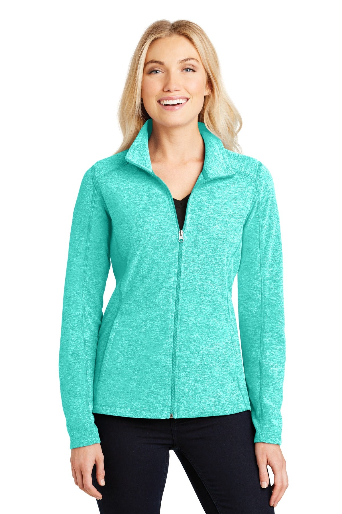 Port Authority melierte Damen-Mikrofleecejacke mit durchgehendem Reißverschluss – L235