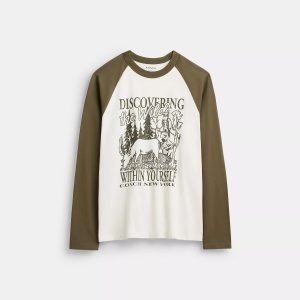 Coach Outlet Wild T-Shirt – Bio-Baumwolle, Langarm, Rundhalsausschnitt, Raglanärmel