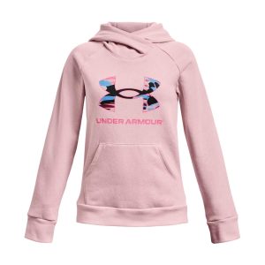 Rival Mädchen-Fleece-Kapuzenpullover mit großem Logo – Prime Pink/Pink Punk – 7733834973244