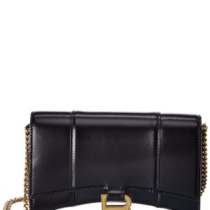Balenciaga Hourglass Leder-Geldbörse mit Kette