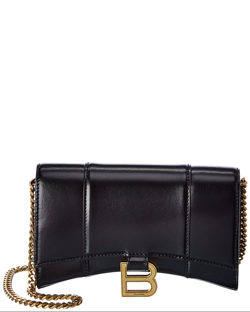 Balenciaga Hourglass Leder-Geldbörse mit Kette