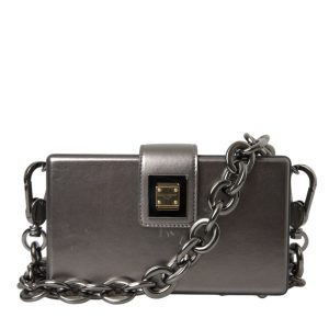 Dolce & Gabbana DG BOX Damen-Schultertasche aus metallischem Kalbsleder, gebraucht – 7732445020220