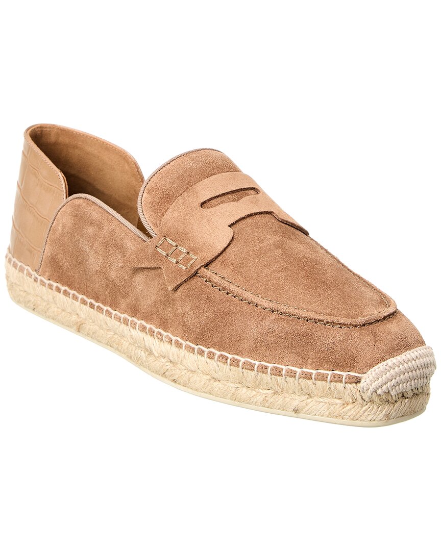Christian Louboutin Paquepapa Espadrille – Krokoprägung, Leder, offene Ferse, Veloursleder