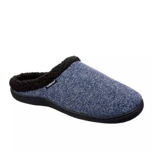Harvey Herren-Komfort-Hausschuhe mit Fischgrätmuster – Marineblau – 7733839724604
