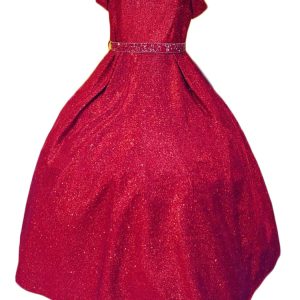 Mitternachtsblaues metallisches schulterfreies Blumenmädchenkleid, Größe 2