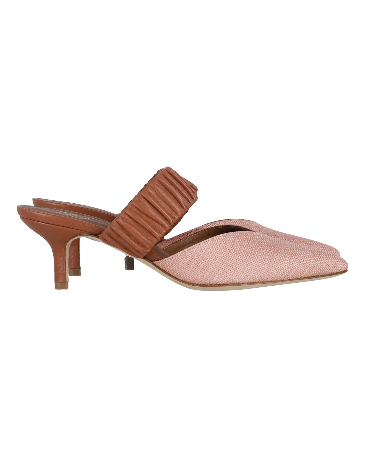 Malone Souliers Matilda 45 Mules aus pfirsichfarbenem Raffia