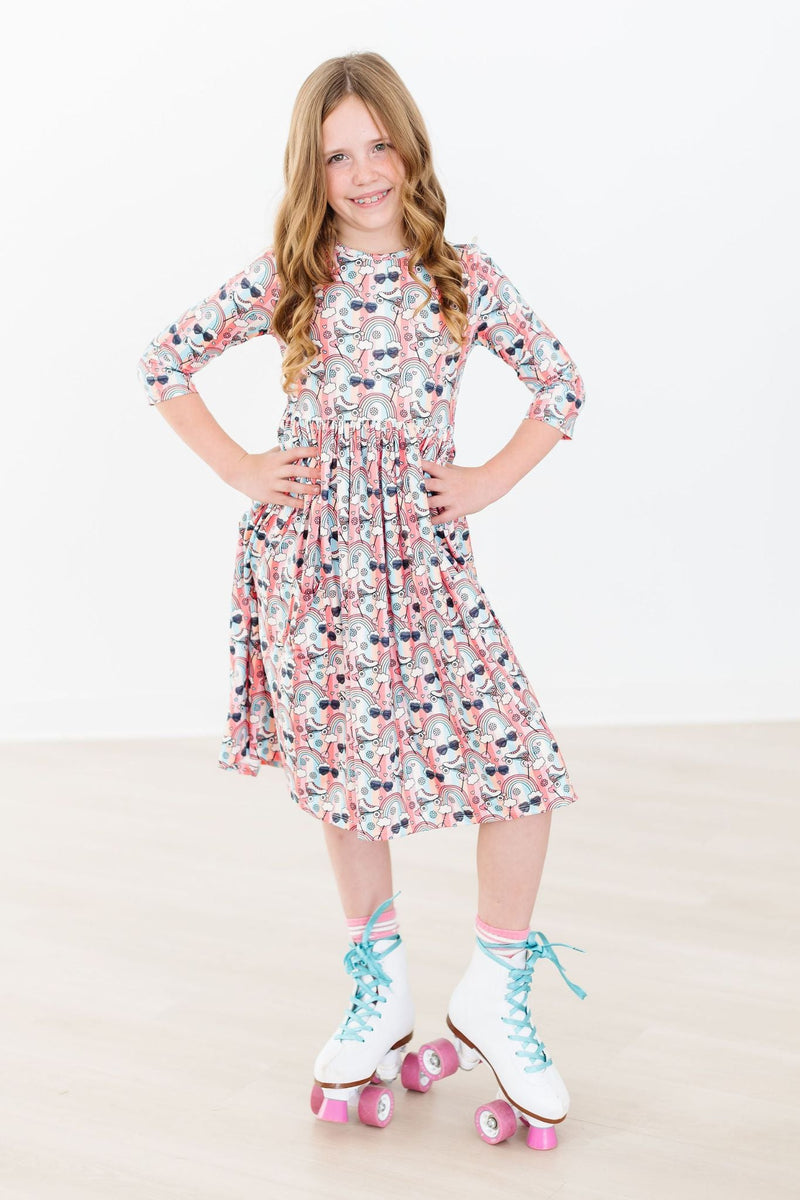 Let the Good Times Roll Kleid mit schwingendem Rock – Taschen