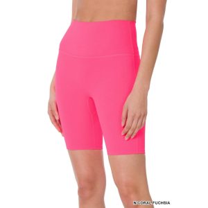 Bikershorts mit hohem Bund und breitem Taillenband – Fuchsia – 7733799256124