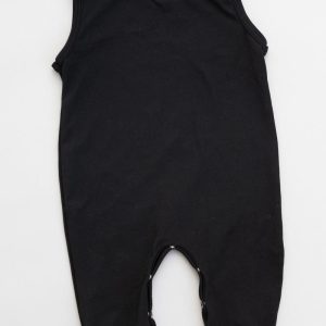 Schwarzer ärmelloser Overall mit Jogginghosen-Schnitt