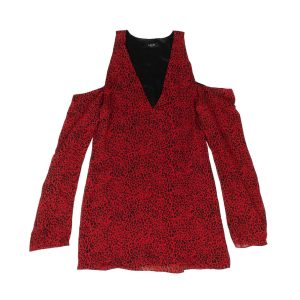 Amiri schulterfreies langärmeliges Kleid mit Leopardenmuster in Rot