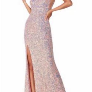 Formelles One-Shoulder-Kleid mit Seitenschlitz in Vintage Opal