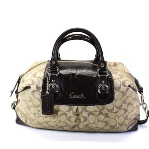 Coach Closure Monogram Tote Handtasche – Tragegriff, Damen, Braun, Reißverschluss