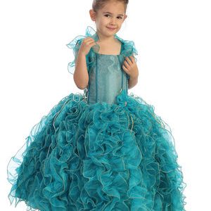 Mädchen-Pageant-Kleid mit Boleroweste und Rüschen – Größen 2–12