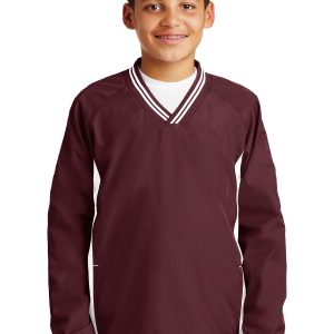 Sport-Tek Tipped YST62 Windschutz-Oberteil – V-Ausschnitt, Raglanärmel, Kinder/Jugend