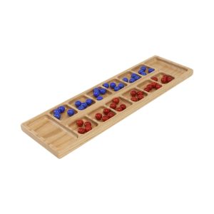Amish-gefertigtes Mancala-Brettspiel aus massivem Eichenholz mit Murmeln
