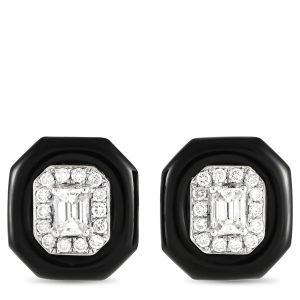 LB Exclusive 18K 0.45ct MF03-072624 7733266284604 Ohrringe – Weißgold, Diamant, Onyx