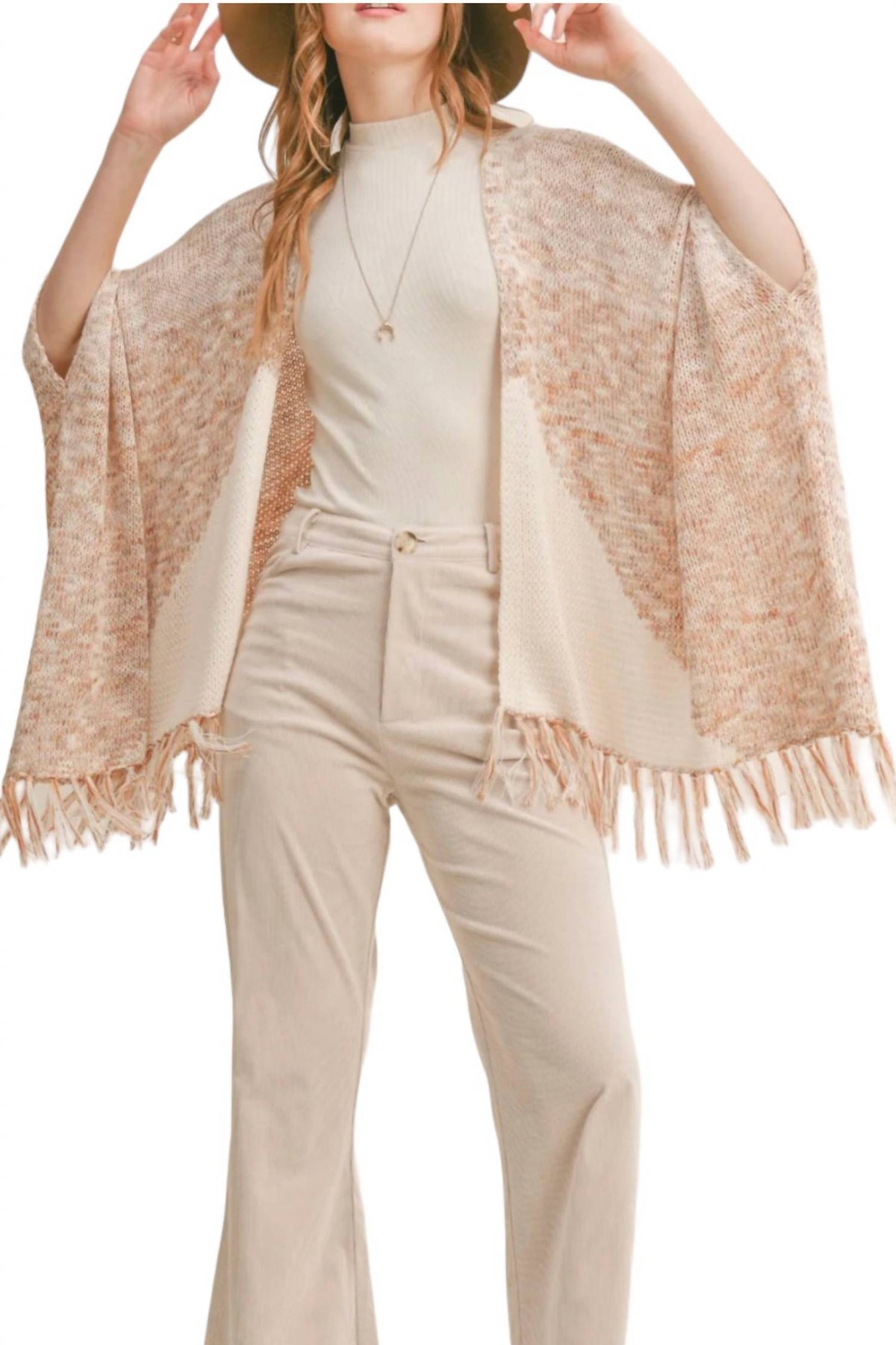 New Energy Ginger 7732471103548 Strickjacke – Fransen, Elfenbein