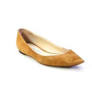 Jimmy Choo Shoes Ballerinas – spitze Zehenpartie, Leder, Karamellfarben, Damen, Veloursleder