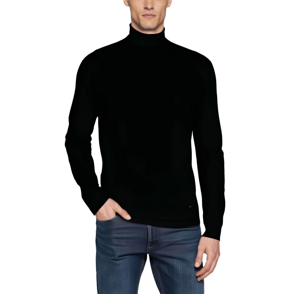 Office geripptes Rollkragenshirt
