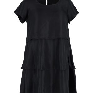 Joseph gestuftes Minikleid aus schwarzer Seide und Baumwolle