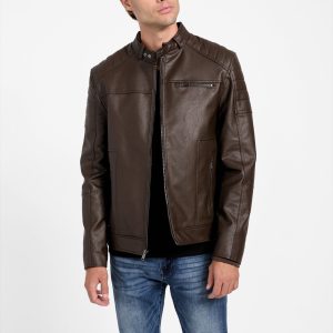 Davino Kapuzen-Bikerjacke aus Kunstleder