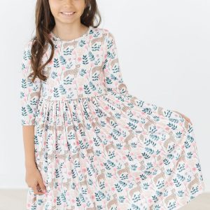 Cheetah Girl Kleid mit schwingendem Rock – 3/4-Ärmel, Taschen