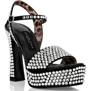 Plateau-Sandalen mit Strass