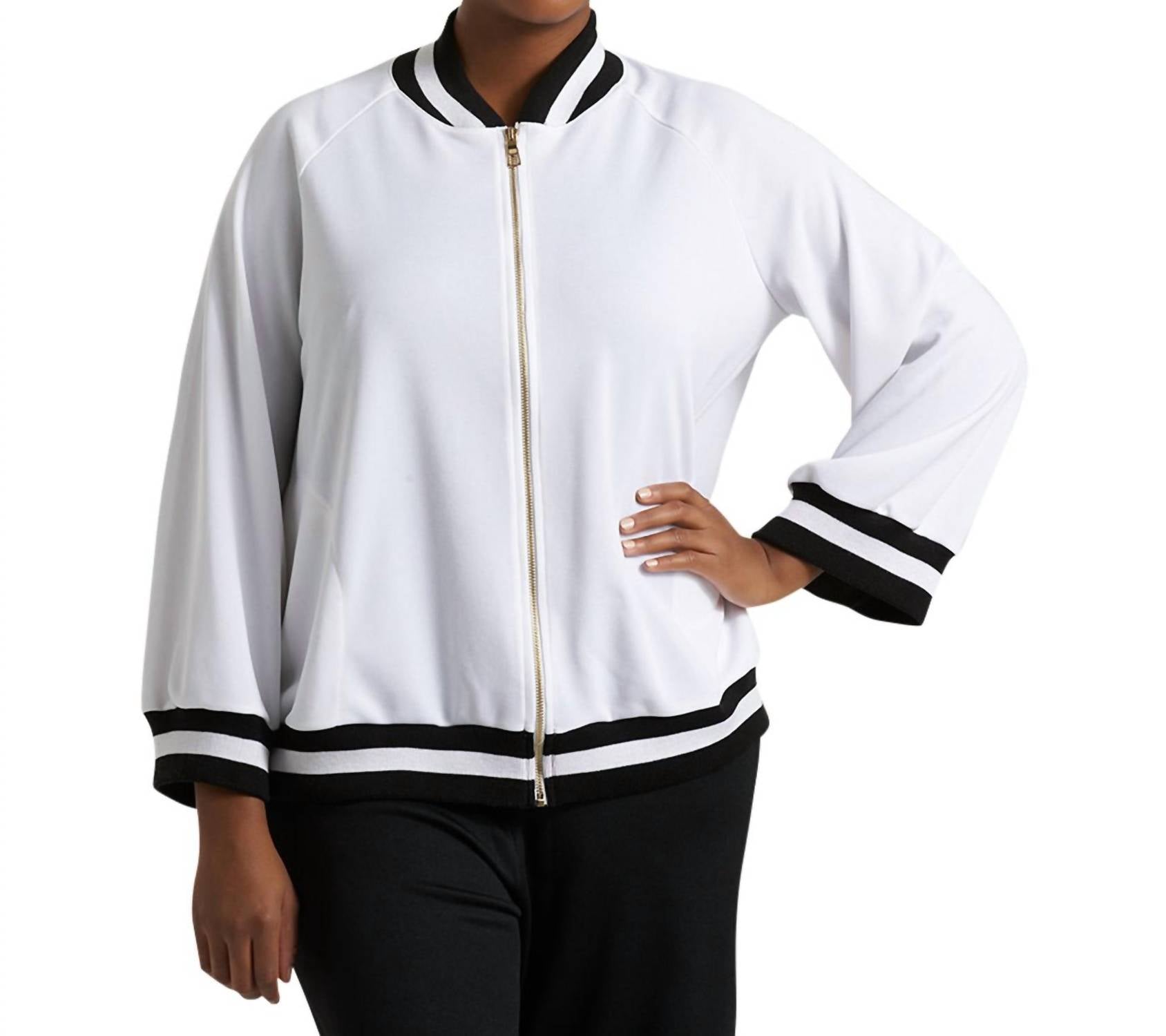 Hudson Jacke – große Größen, Bomber-Stil, Weiß