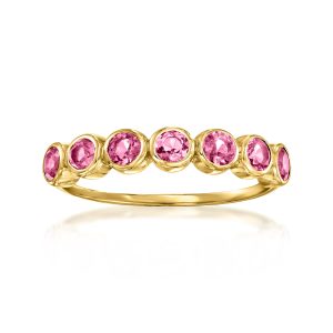 RS Pure by Ross-Simons Ring aus 14-karätigem Gelbgold mit rosa Turmalin in Zargenfassung