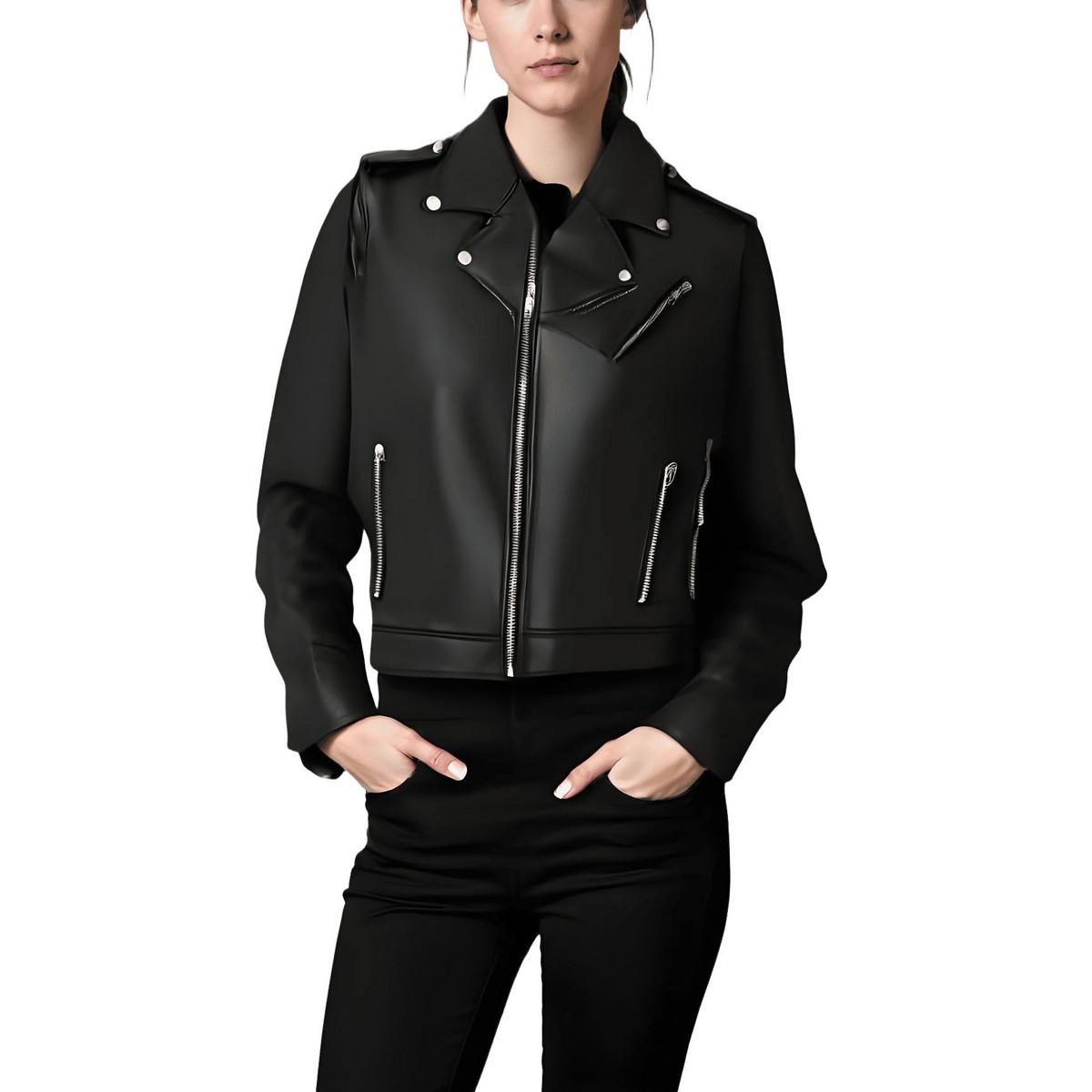 Asymmetrische Bikerjacke aus Kunstleder